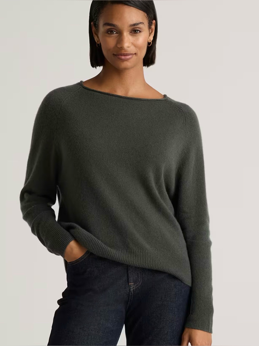 Quince Mongolian Cashmere Boatneck Sweater Moss